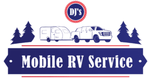 A logo for dj 's mobile rv service.