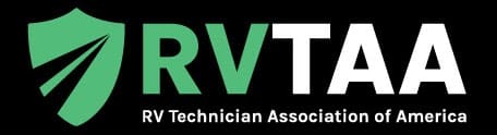 A black and white logo for rv tech
