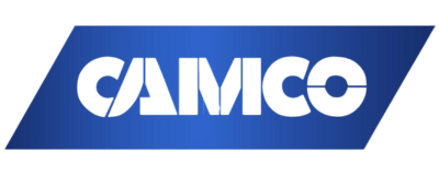 A blue and green logo for amc.